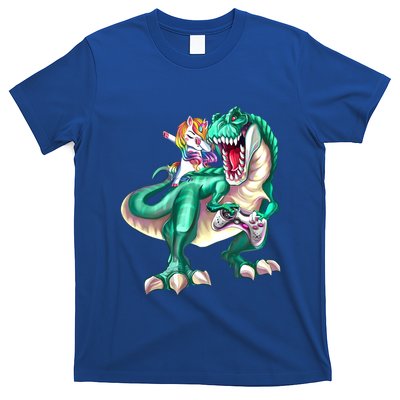 Dabbing Unicorn Riding Dinosaur Gamer Video Game Gift T-Shirt