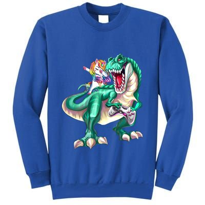 Dabbing Unicorn Riding Dinosaur Gamer Video Game Gift Tall Sweatshirt