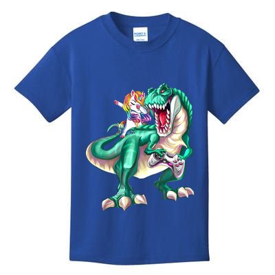 Dabbing Unicorn Riding Dinosaur Gamer Video Game Gift Kids T-Shirt