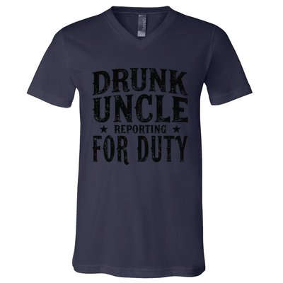 Drunk Uncle Reporting For Duty V-Neck T-Shirt