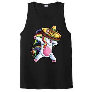 Dabbing Unicorn Shirts Cinco De Mayo Women Mexican PosiCharge Competitor Tank