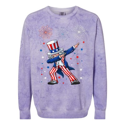 Dabbing Uncle Sam Fireworks 4th Of July Funny Colorblast Crewneck Sweatshirt