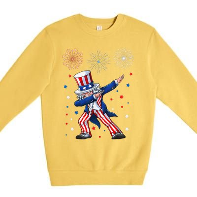 Dabbing Uncle Sam Fireworks 4th Of July Funny Premium Crewneck Sweatshirt