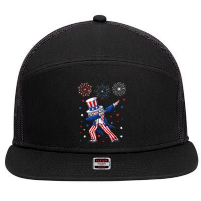 Dabbing Uncle Sam Fireworks 4th Of July Funny 7 Panel Mesh Trucker Snapback Hat