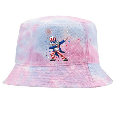 Dabbing Uncle Sam Fireworks 4th Of July Funny Tie-Dyed Bucket Hat