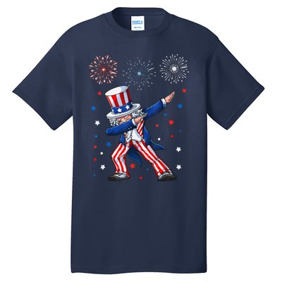 Dabbing Uncle Sam Fireworks 4th Of July Funny Tall T-Shirt