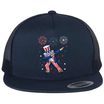 Dabbing Uncle Sam Fireworks 4th Of July Funny Flat Bill Trucker Hat