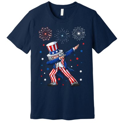 Dabbing Uncle Sam Fireworks 4th Of July Funny Premium T-Shirt