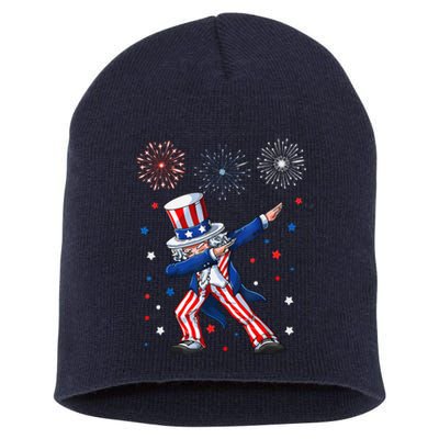 Dabbing Uncle Sam Fireworks 4th Of July Funny Short Acrylic Beanie