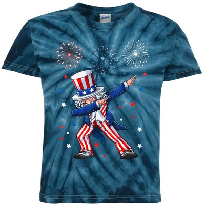 Dabbing Uncle Sam Fireworks 4th Of July Funny Kids Tie-Dye T-Shirt