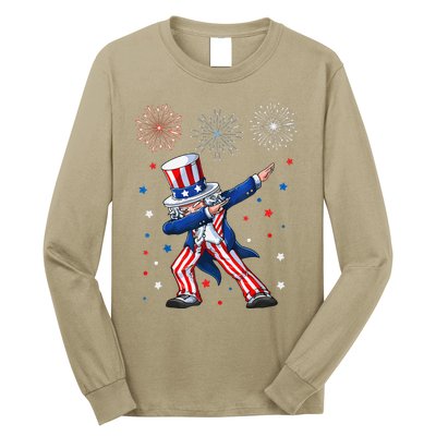 Dabbing Uncle Sam Fireworks 4th Of July Funny Long Sleeve Shirt