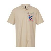 Dabbing Uncle Sam Fireworks 4th Of July Funny Softstyle Adult Sport Polo