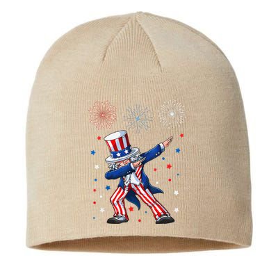 Dabbing Uncle Sam Fireworks 4th Of July Funny Sustainable Beanie