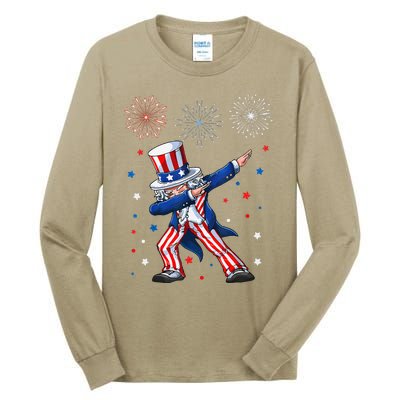 Dabbing Uncle Sam Fireworks 4th Of July Funny Tall Long Sleeve T-Shirt