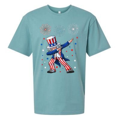 Dabbing Uncle Sam Fireworks 4th Of July Funny Sueded Cloud Jersey T-Shirt