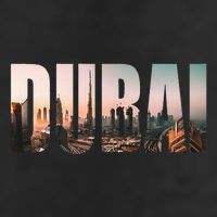 Dubai Uae Skyline Urban Photography Font 7 Panel Mesh Trucker Snapback Hat
