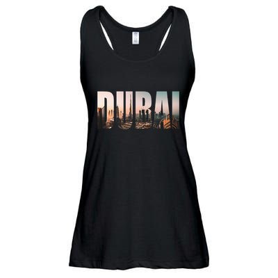 Dubai Uae Skyline Urban Photography Font Ladies Essential Flowy Tank