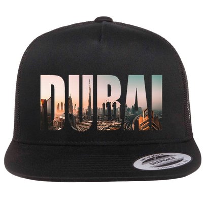 Dubai Uae Skyline Urban Photography Font Flatbill Hat