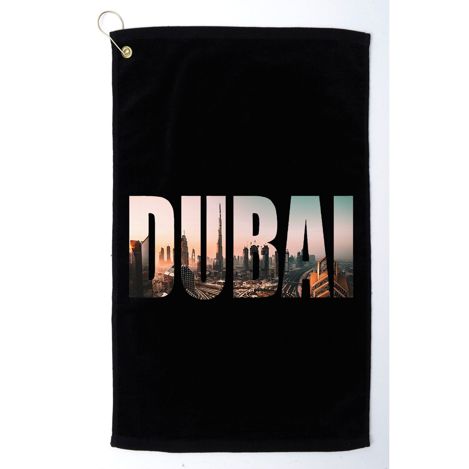 Dubai Uae Skyline Urban Photography Font Golf Towel