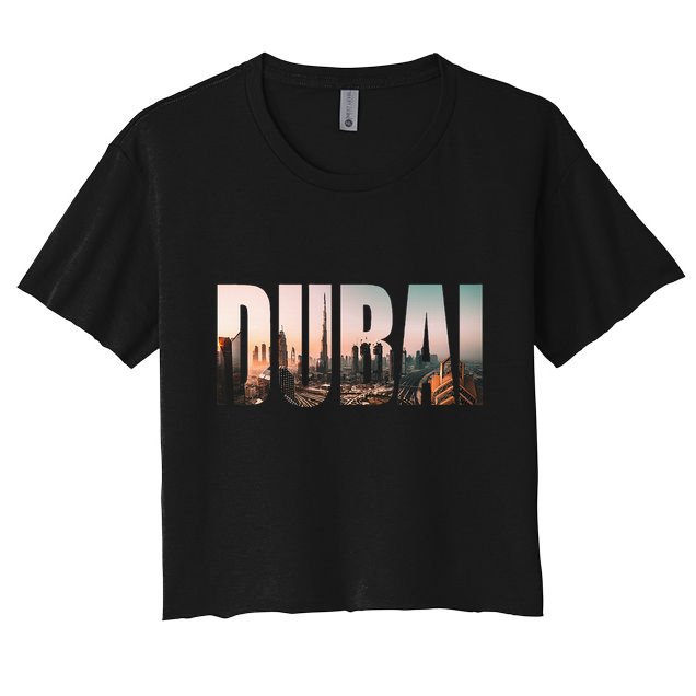 Dubai Uae Skyline Urban Photography Font Crop Top
