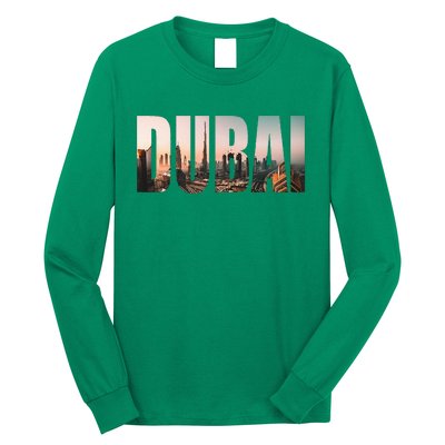 Dubai Uae Skyline Urban Photography Font Long Sleeve Shirt