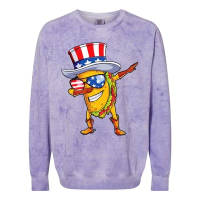 Dabbing Uncle Sam Taco 4th Of July Colorblast Crewneck Sweatshirt