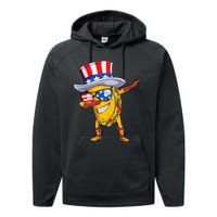 Dabbing Uncle Sam Taco 4th Of July Performance Fleece Hoodie