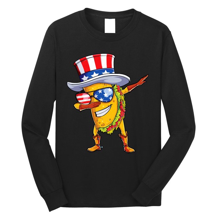 Dabbing Uncle Sam Taco 4th Of July Long Sleeve Shirt