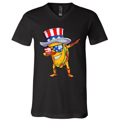 Dabbing Uncle Sam Taco 4th Of July V-Neck T-Shirt