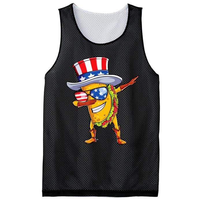 Dabbing Uncle Sam Taco 4th Of July Mesh Reversible Basketball Jersey Tank