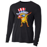 Dabbing Uncle Sam Taco 4th Of July Cooling Performance Long Sleeve Crew