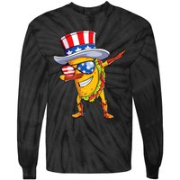 Dabbing Uncle Sam Taco 4th Of July Tie-Dye Long Sleeve Shirt