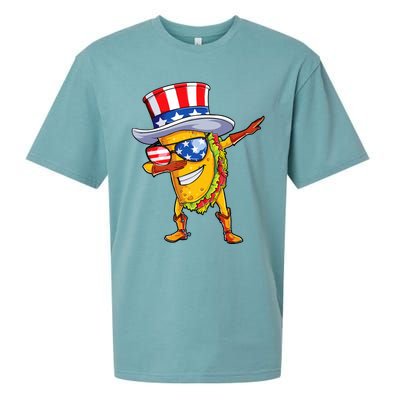 Dabbing Uncle Sam Taco 4th Of July Sueded Cloud Jersey T-Shirt