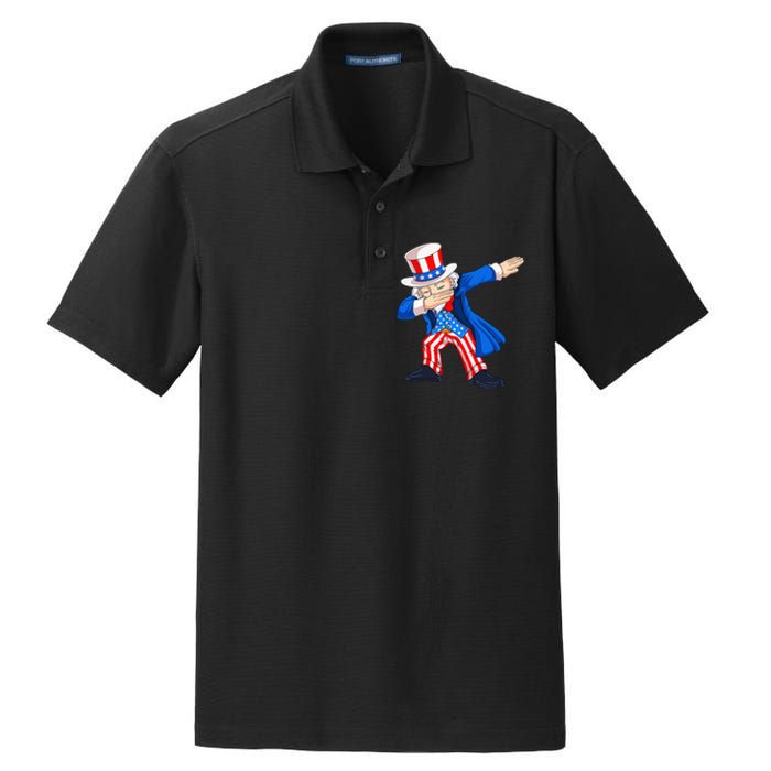 Dabbing Uncle Sam 4th of July Funny Dab Dance Dry Zone Grid Polo