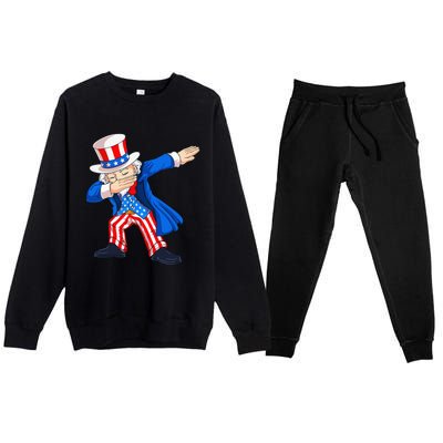 Dabbing Uncle Sam 4th of July Funny Dab Dance Premium Crewneck Sweatsuit Set