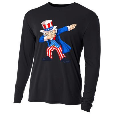 Dabbing Uncle Sam 4th of July Funny Dab Dance Cooling Performance Long Sleeve Crew