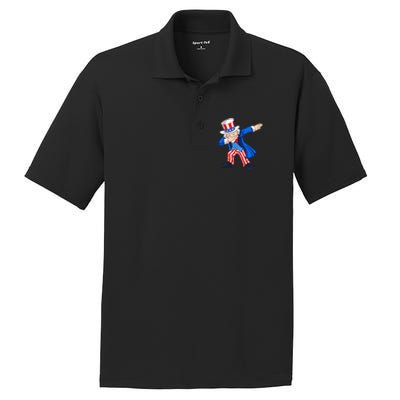 Dabbing Uncle Sam 4th of July Funny Dab Dance PosiCharge RacerMesh Polo