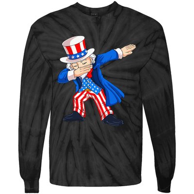 Dabbing Uncle Sam 4th of July Funny Dab Dance Tie-Dye Long Sleeve Shirt