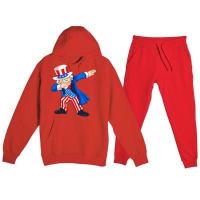 Dabbing Uncle Sam 4th of July Funny Dab Dance Premium Hooded Sweatsuit Set