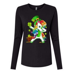 Dabbing Unicorn St Patricks Day Irish Shamrock Womens Cotton Relaxed Long Sleeve T-Shirt