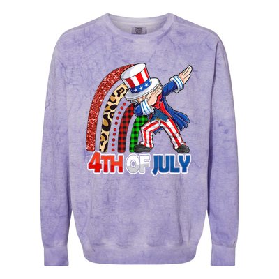 Dabbing Uncle Sam Rainbow 4th Of July Patriotic Gift Colorblast Crewneck Sweatshirt