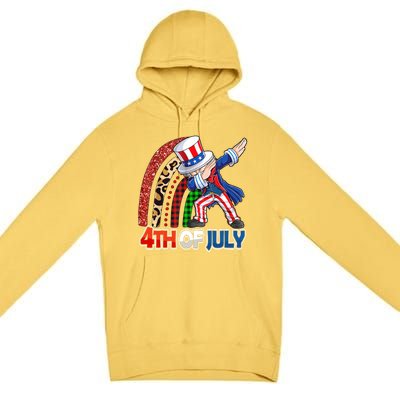 Dabbing Uncle Sam Rainbow 4th Of July Patriotic Gift Premium Pullover Hoodie