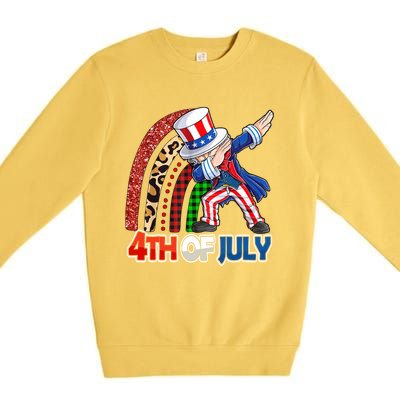 Dabbing Uncle Sam Rainbow 4th Of July Patriotic Gift Premium Crewneck Sweatshirt