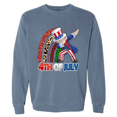 Dabbing Uncle Sam Rainbow 4th Of July Patriotic Gift Garment-Dyed Sweatshirt