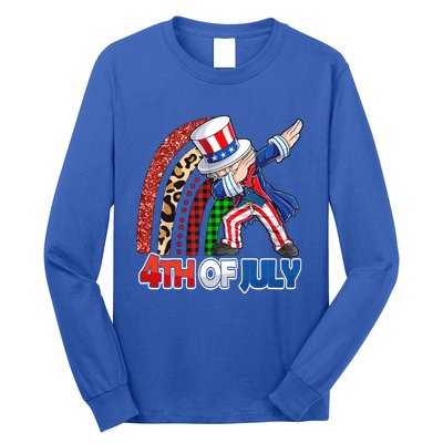 Dabbing Uncle Sam Rainbow 4th Of July Patriotic Gift Long Sleeve Shirt