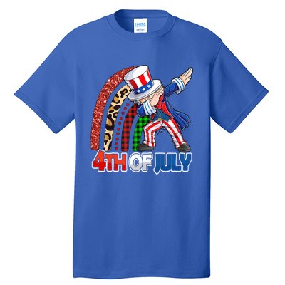 Dabbing Uncle Sam Rainbow 4th Of July Patriotic Gift Tall T-Shirt