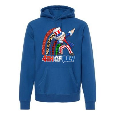 Dabbing Uncle Sam Rainbow 4th Of July Patriotic Gift Premium Hoodie