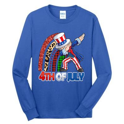 Dabbing Uncle Sam Rainbow 4th Of July Patriotic Gift Tall Long Sleeve T-Shirt