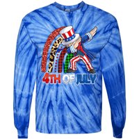 Dabbing Uncle Sam Rainbow 4th Of July Patriotic Gift Tie-Dye Long Sleeve Shirt