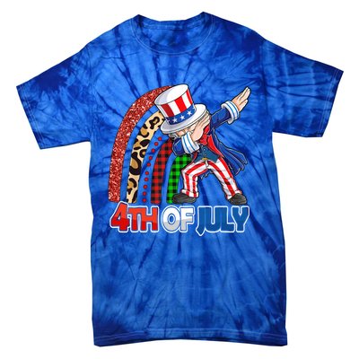 Dabbing Uncle Sam Rainbow 4th Of July Patriotic Gift Tie-Dye T-Shirt